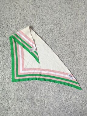 Auxiliary Striped Knit Scarf in Cream, Pink & Green - 100% Cotton